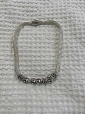 Silver Crystal Mesh Necklace - Women's Jewelry